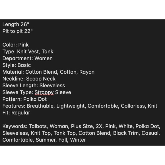 Talbots Woman Pink Polka Dot Sweater‎ Knit Vest 2X Preppy Academia Church Office - Picture 6 of 7